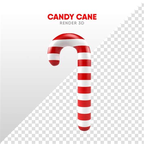 Premium Psd Candy Cane 3d Render Cartoon To Composition Christmas