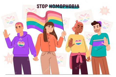 free vector hand drawn stop homophobia with flag