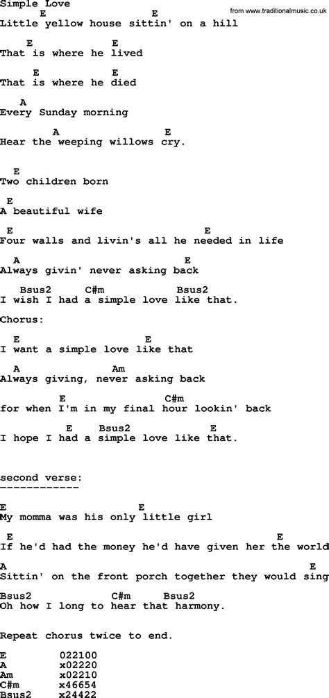 Simple Love Bluegrass Lyrics With Chords