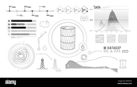 Set Of Infographic Elements About Oil Exploration And Production Stock