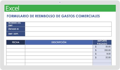 Plantilla De Excel Tabla De Gastos Del Formulario De Reembolso Y Hoja