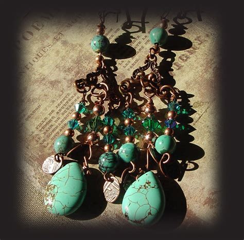 Copper And Turquoise Chandelier These Earrings Are Bold An Flickr