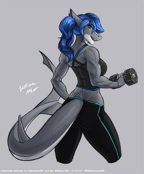 [c] Workout Shark By Wmdiscovery93 Anthro Furry Anime Furry Furry Art
