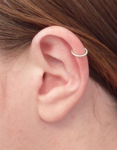 Hoop Earring Sterling Silver Twisted Cartilage Tragus Helix Etsy