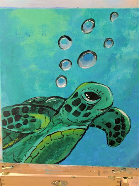 Sea Turtle Acrylic On Canvas Turtle Painting Turtle Painting