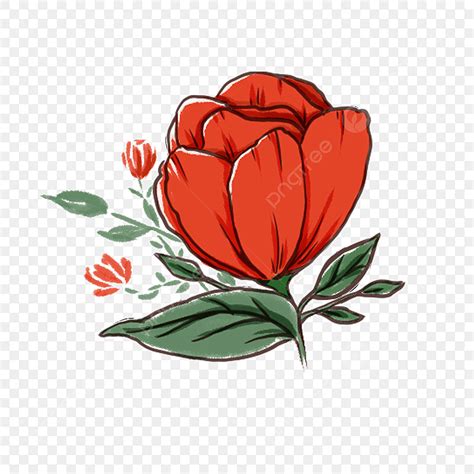 Flowers Illustration Hd Transparent Red Flower Cartoon Illustration