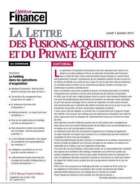 La Lettre Des Fusions Acquisitions Et Du Private Equity