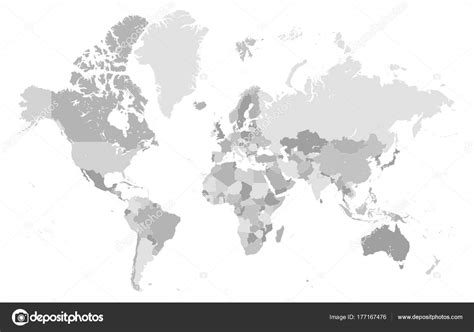 Vector Detailed Mercator Grey World Map Stock Vector Image By ©pingebat