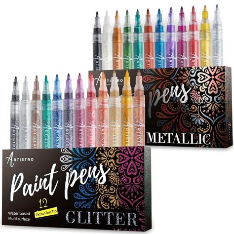 Metallic And Glitter Paint Pen Set Artistro Bundle