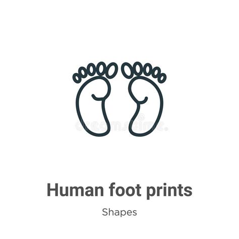 Human Foot Prints Outline Vector Icon Thin Line Black Human Foot