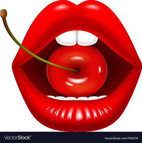 Cartoon Of Female Mouth With Red Cherries Vector Image Pop Art Lips