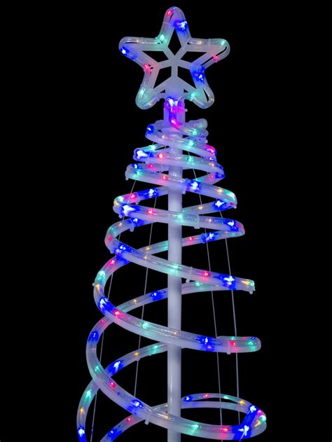 Multi Colour Led Rope Light 3d Spiral Christmas Tree With Star 18m