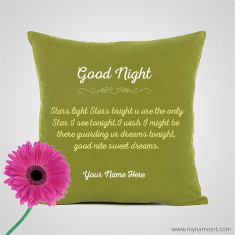 Wishes to sleep tight | good night quotes. Make Good Night Green Pillow Image Of My Name | wishes ...