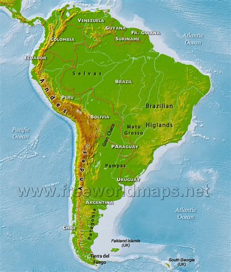 Latin America Physical Features Map Labeled America Map Game