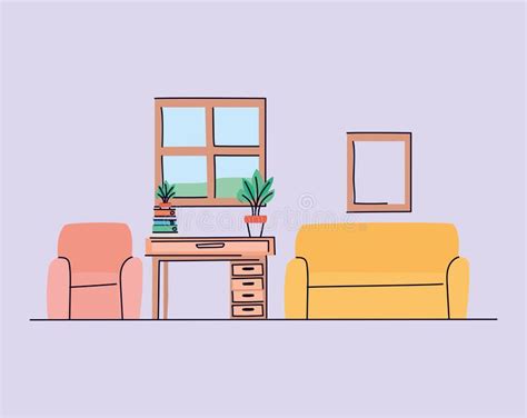 Living Room With Couch And Chair Vector Design Stock Vector