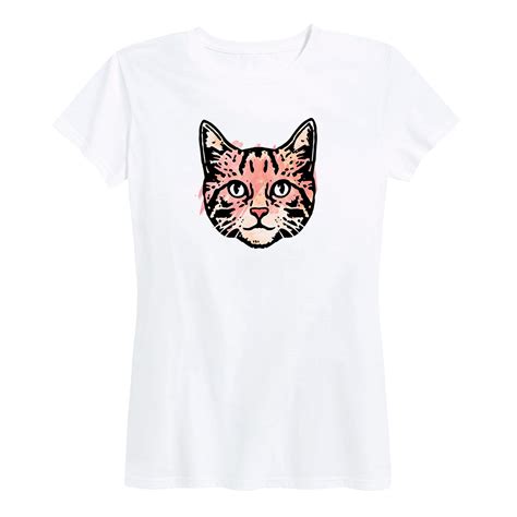 Instant Message Watercolor Cat Womens Short Sleeve Graphic T Shirt