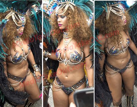 Rihanna Shows Off Her Perfect Body In A Skimpy Feathered Outfit