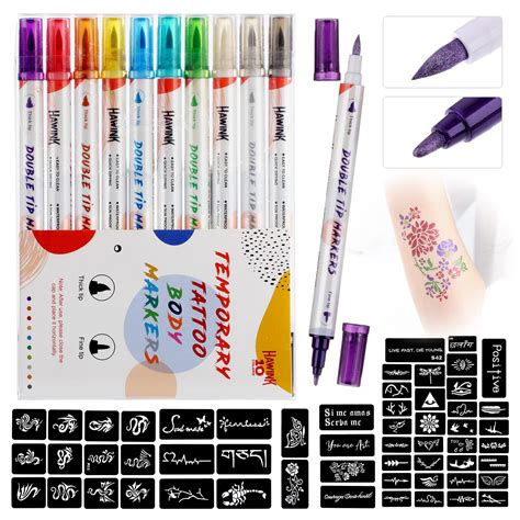 Buy Hawink Temporary Tattoo Markers For Skin 10 Body Markers 56