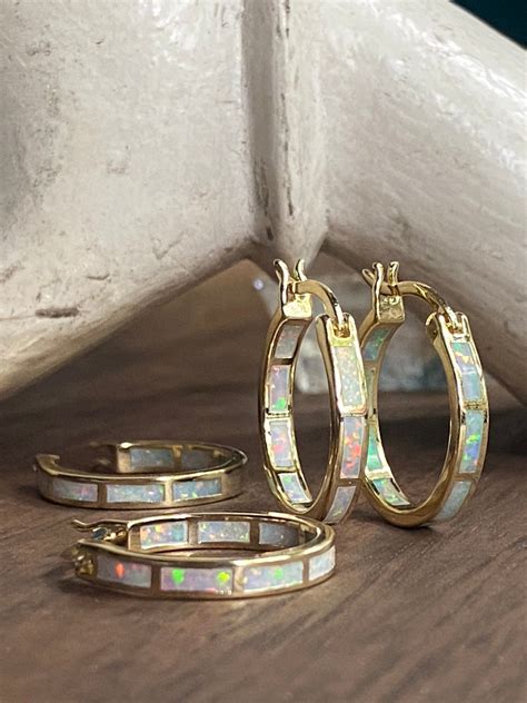 Odette Opal Hoops In 2022 Gemstone Hoop Earrings Opal Earrings Gold