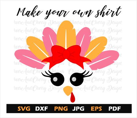 Cute Turkey Face Svg For Girl Turkey Svg File For Cricut Etsy