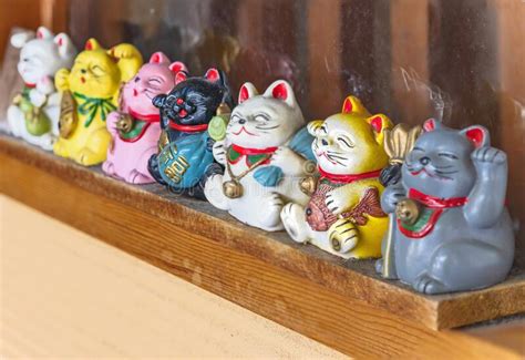 Manekineko Lucky Cats Depicting Seven Gods Of Happiness In Yanaka Ginza