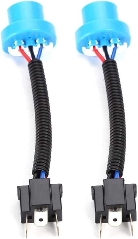 Qiilu Wiring Harness Headlights Wire Sockets 2pcs 9007 Male To H4 Female Plug