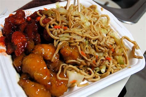 Chinese food noodles and chicken. Lemon chicken, Orange chicken and Noodles | Flickr - Photo ...