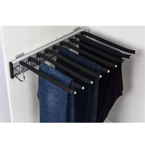 9 Arm Pull Out Trouser Rack Closet Pants Storage Rack Expandable