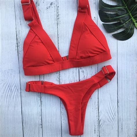 Buy Sexy Micro Tiny Bikini Set Adjust Buckle Swimwear Women 2018 Bikini Sport