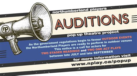 Auditions 2021 Summer Pop Up Theatre Project Northumberland Players