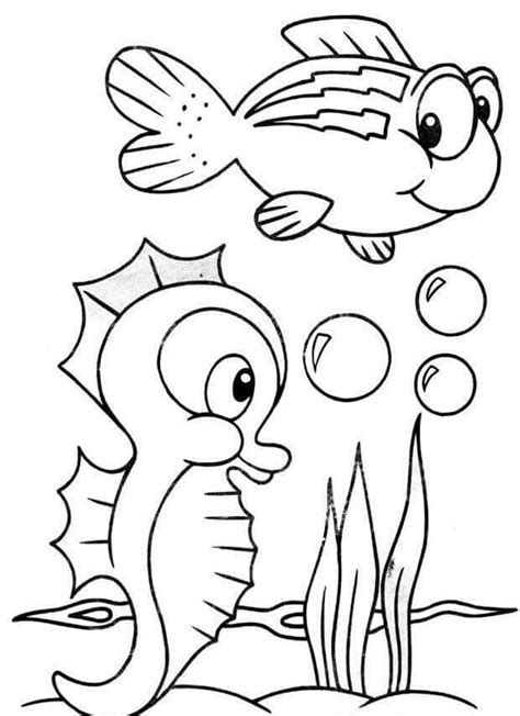 Sea Animals Coloring Page Funnycrafts