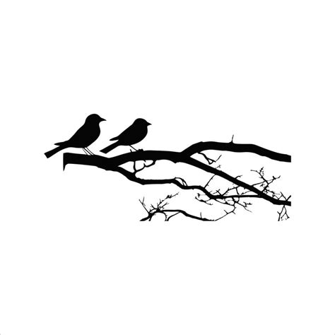 Two Birds On Branch Silhouette Vector Art 23162396 Vector Art At Vecteezy