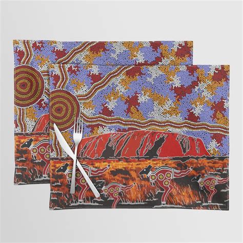 Uluru Ayers Rock Authentic Aboriginal Art Placemat By Hogarth Arts