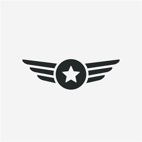 Premium Vector Aviation Emblem Wings And Star Vector Logo