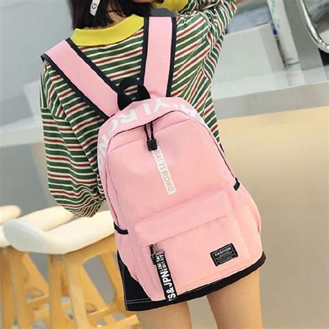 Sweet Junior High School Student Bag Large Pure Color College Backpack