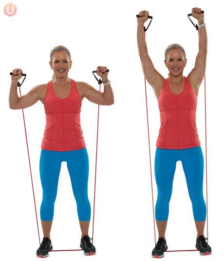 How To Do Resistance Band Overhead Shoulder Press Arm Workout With