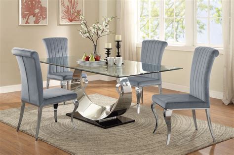 Alexis enjoy a contemporary look in your dining room with this stylishly elegant alexis chrome dining table. Manessier Chrome Dining Room Set from Coaster | Coleman Furniture