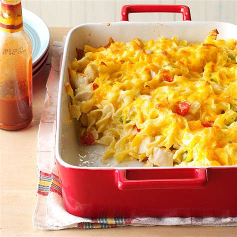 Campbell's soup company introduced this homestyle casserole as a way to use their condensed cream of chicken soup. Chicken Noodle Casserole Recipe | Taste of Home