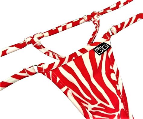 Calypso Micro Thong Bikini String Swimwear Red Zebra Print Etsy