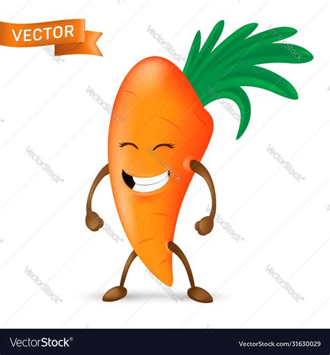 Happy Cartoon Carrot Mascot Character With Arms Vector Image