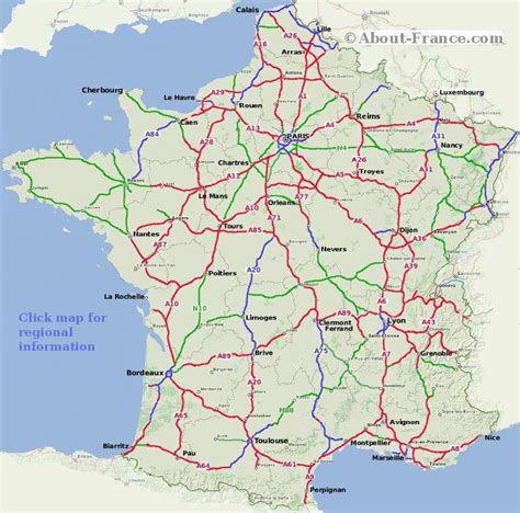 Mapa De França Estradas Mapa