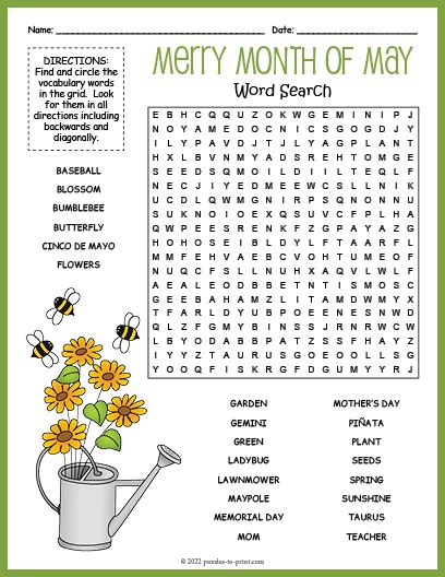 Printable May Word Search Cool2bkids May Day Word Search Monster Word