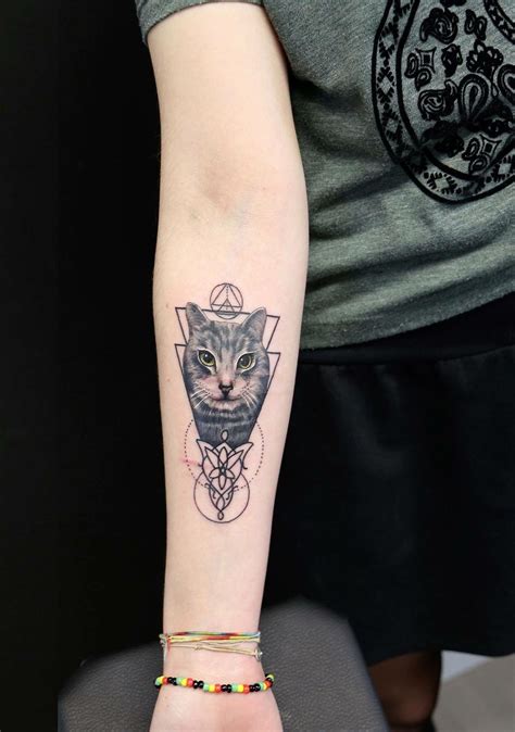 Realistic Tattoo Cat Tattoo Tattoo Idea Geometric Tattoo