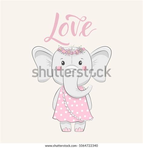 Cute Vector Illustration With Elephant Baby For Baby Wear And