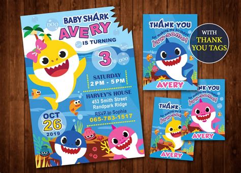 Baby Shark Party Invitation Baby Shark Party Supplies For Kid