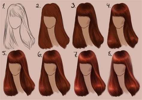 Semi Realistic Straight Hair Step By Step How To Draw Hair Digital