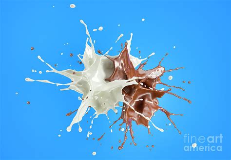 Milk And Chocolate Splashing Against Each Other Photograph By Leonello