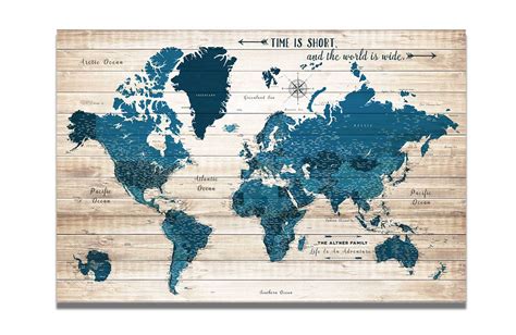 Canvas World Map Navy World Vibe Studio