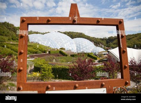 Biomes Viewed Through Iron Picture Frame At The Eden Project Botanical