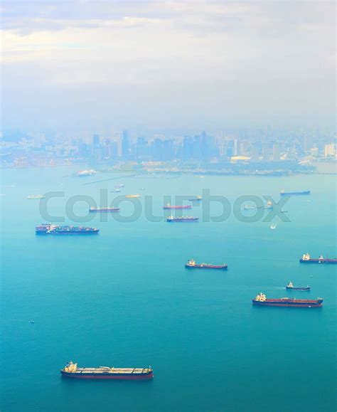 Singapore Shipping Global City Harbor Stock Image Colourbox